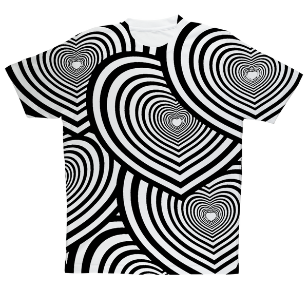 "dizzy hearts" Black & White T-Shirt